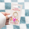 Pink Aura Crystal Mushroom Keychain