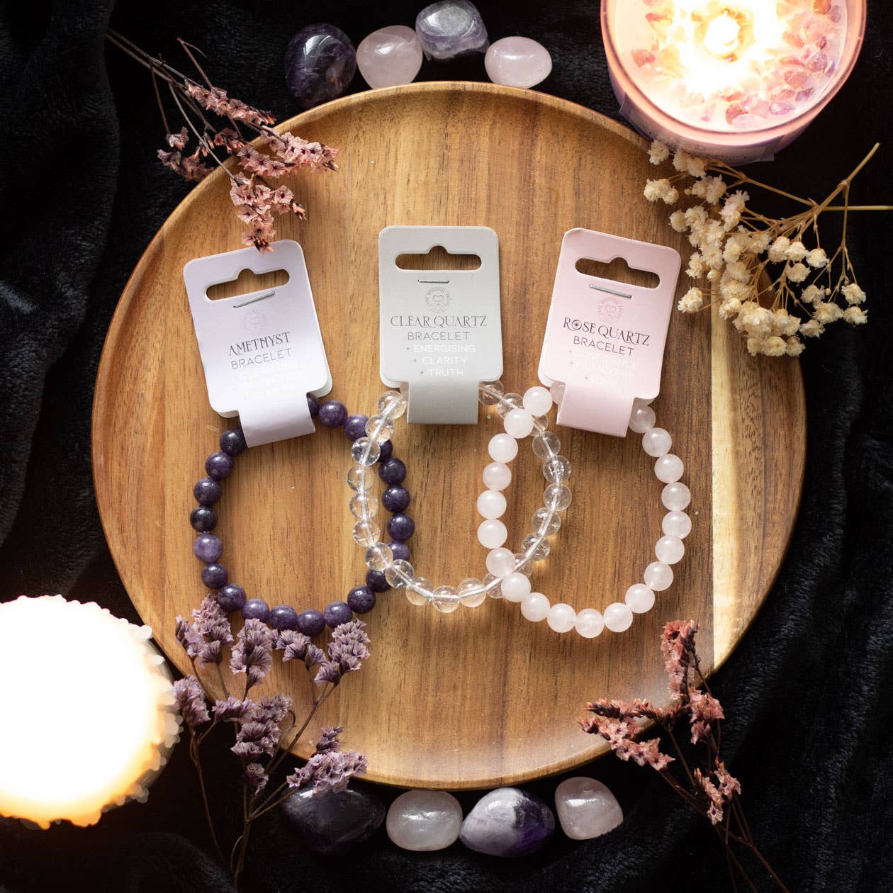 Semi-precious stone stretch bracelet
