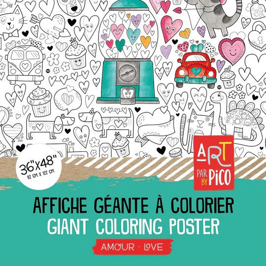 Giant Love Coloring Page - Pico Tattoo