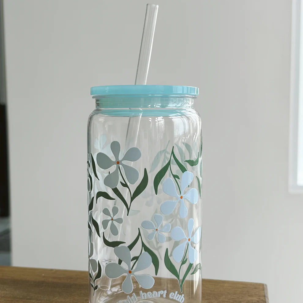 Verre en vitre Florale bleue - Gold Heart Club