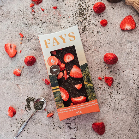 Tablette de Chocolat noir, fraises et kombu royal du Québec - Fays