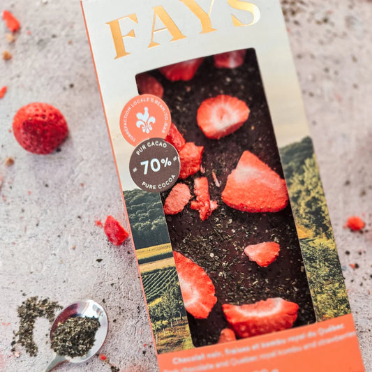 Tablette de Chocolat noir, fraises et kombu royal du Québec - Fays