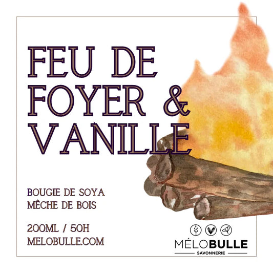 Bougie feu de bois & vanille (mèche de bois) - Mélobulle