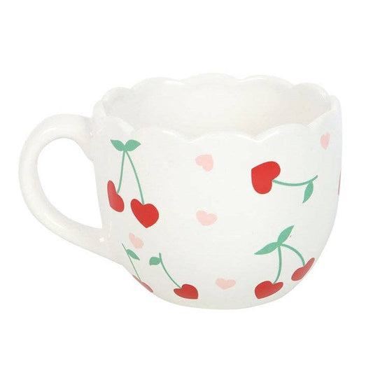 Mug de Saint-Valentin en forme de cœur festonné avec cerises