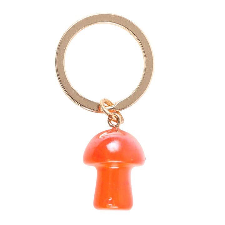 Porte-clés en forme de champignon en cristal Aura orange