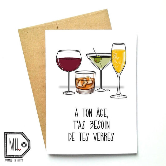Carte de souhait Verres - Made In Happy
