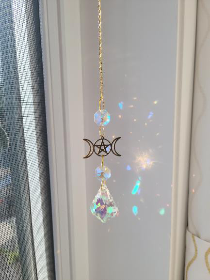 Golden Pentacle Suncatcher - WitchieMimiBijoux