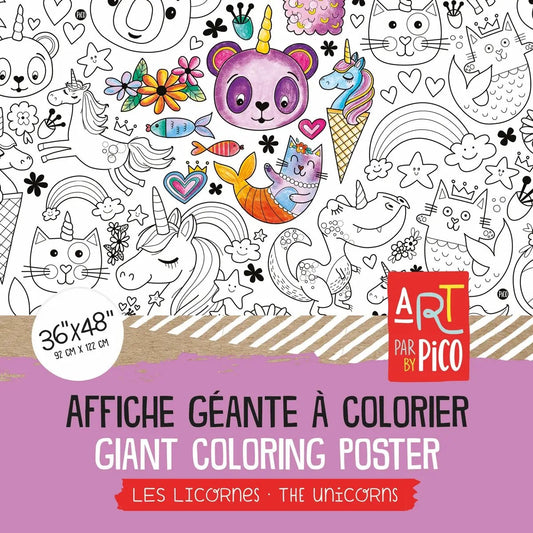 Coloriage géant Les licornes - Pico Tatouage