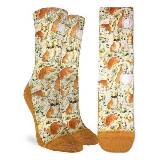 Chaussettes Corgis sur une plage pour femme